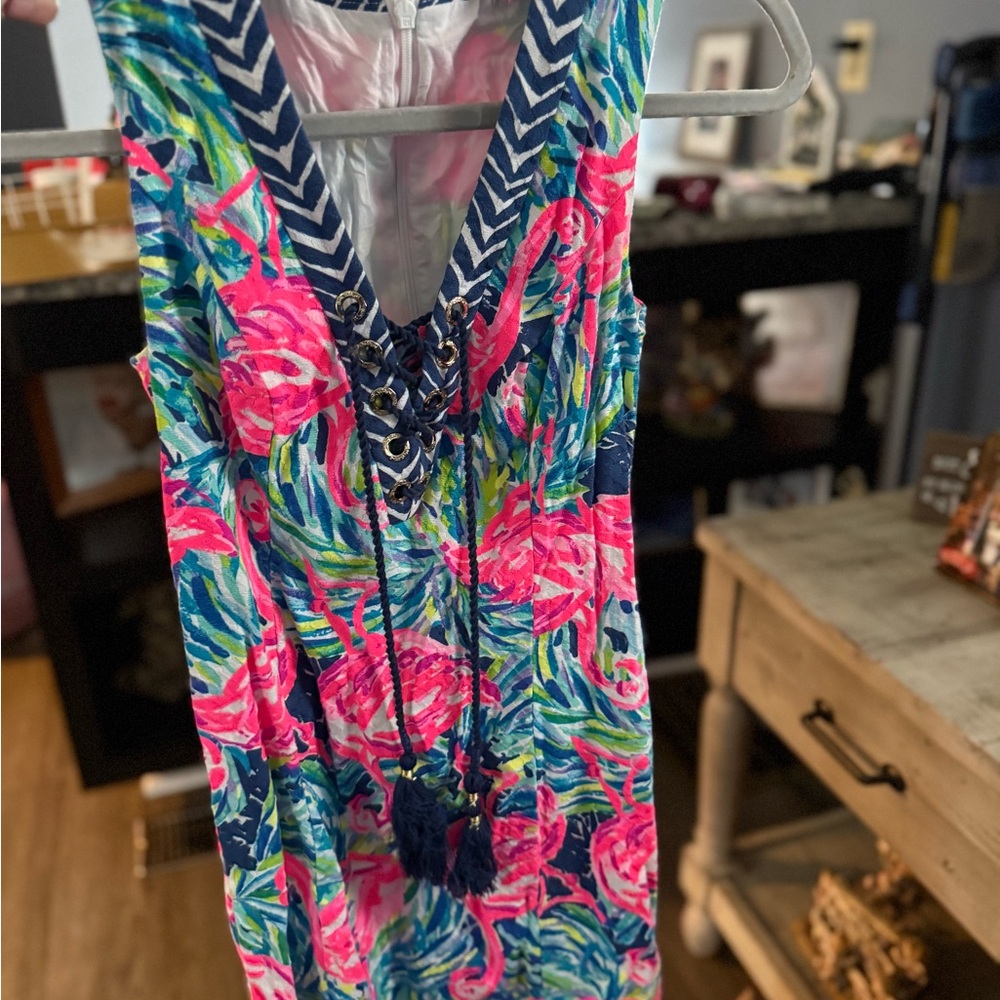 Lilly Pulitzer Pink & Blue Floral Lace-Up Sundress
